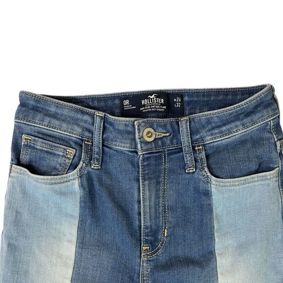 Hollister High Rise Vintage Flare Hollister Denim Jeans Patchwork 0R W24/L32 - Picture 2 of 13